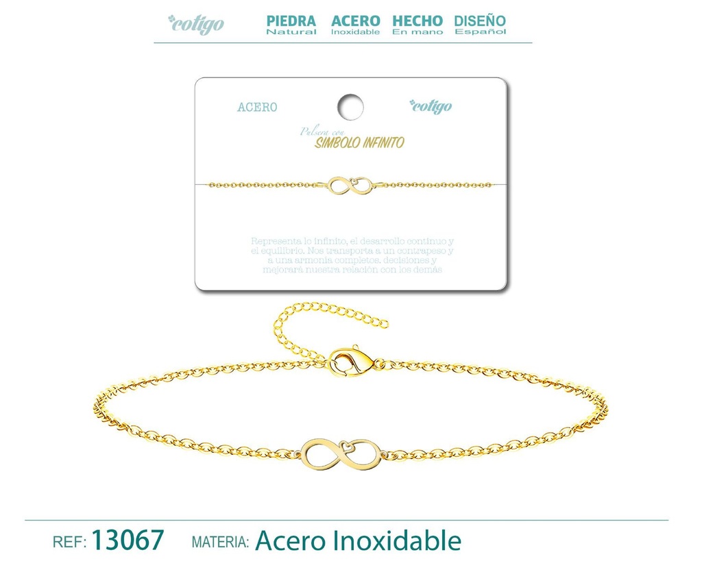 Pulsera Símbolo Infinito en Acero Dorado - Joyería de Moda