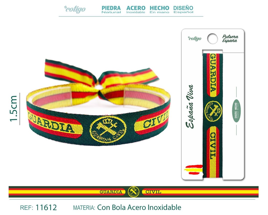 Pulsera España Tejido - Guardia Civil - Pulsera de Bandera