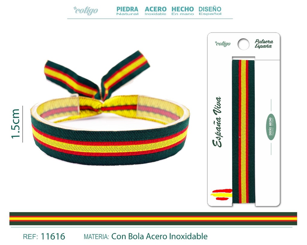 Pulsera España Tejido en Verde - Pulsera de Bandera