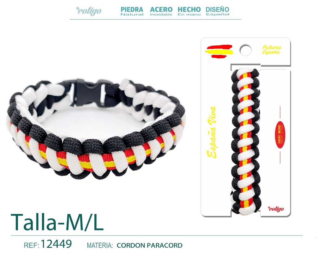 Pulsera Paracord Trenzado Talla M/L - Pulsera de Bandera