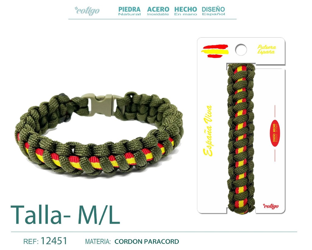 Pulsera Paracord Trenzado Talla M/L - Pulsera de Bandera