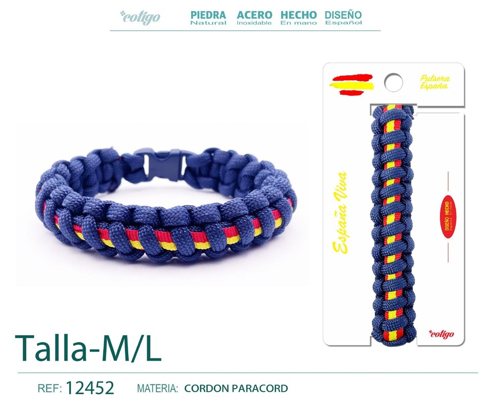 Pulsera Paracord Trenzado Talla M/L - Pulsera de Bandera