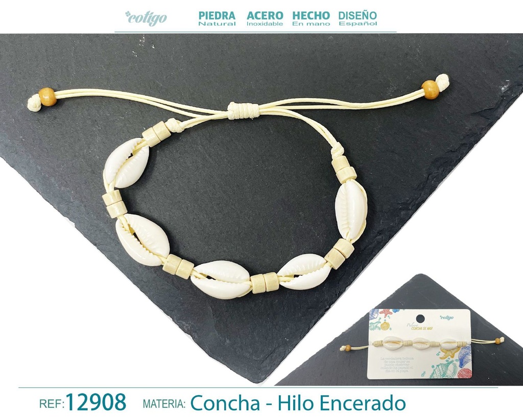 Pulsera Hilo Encerado de Concha - Pulsera de Concha