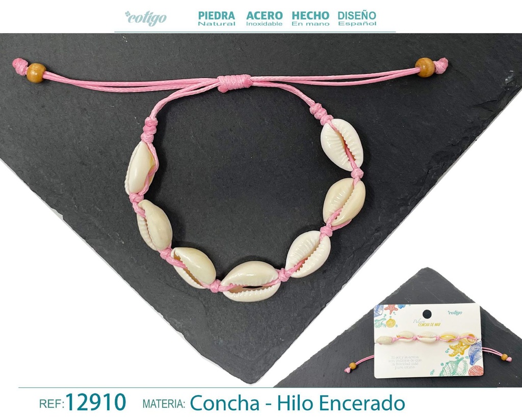 Pulsera Hilo Encerado de Concha - Pulsera de Concha