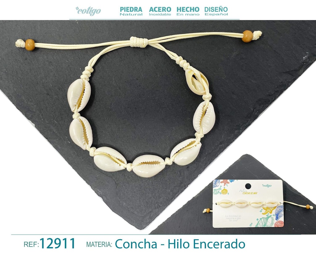 Pulsera Hilo Encerado de Concha - Pulsera de Concha