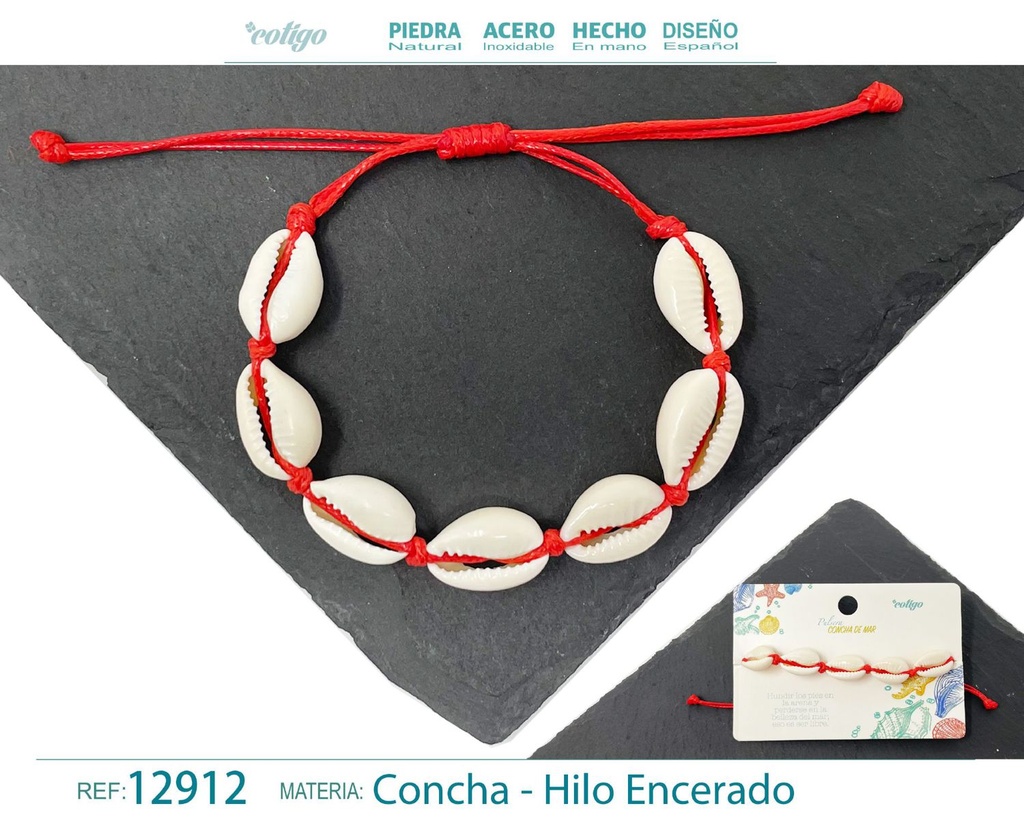 Pulsera Hilo Encerado de Concha - Pulsera de Concha