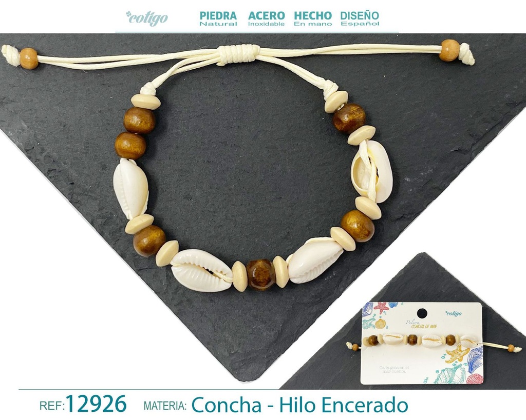 Pulsera Hilo Encerado de Concha - Pulsera de Concha