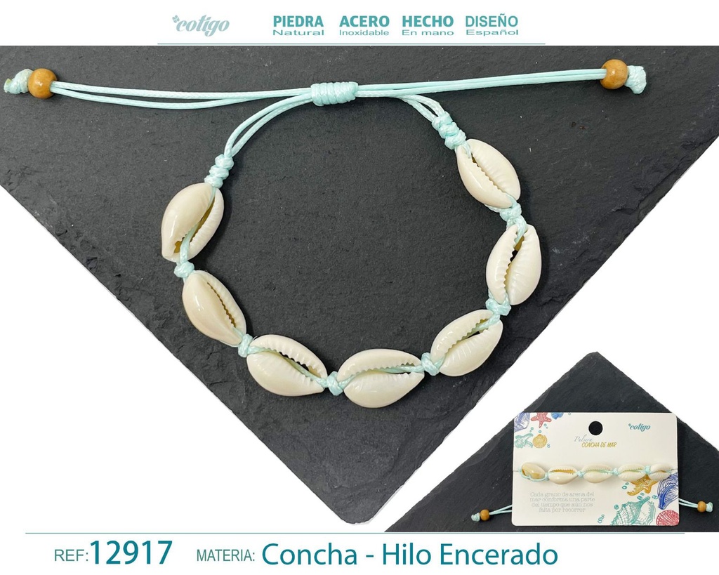 Pulsera Hilo Encerado de Concha - Pulsera de Concha