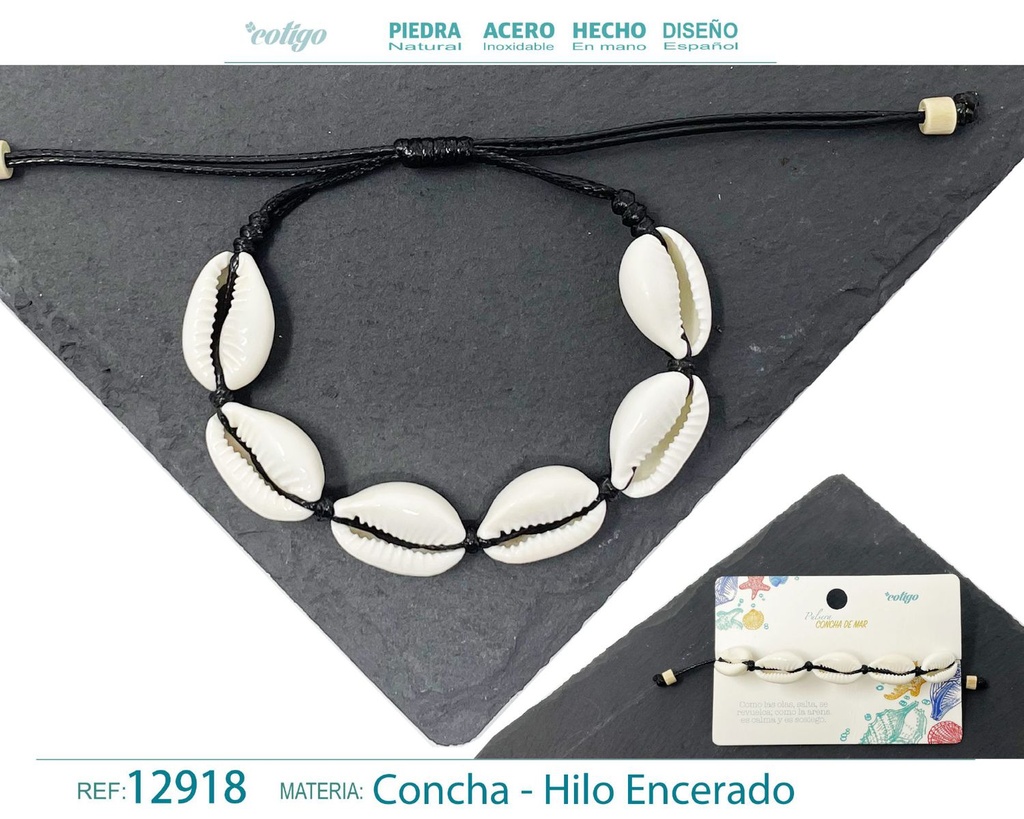 Pulsera Hilo Encerado de Concha - Pulsera de Concha