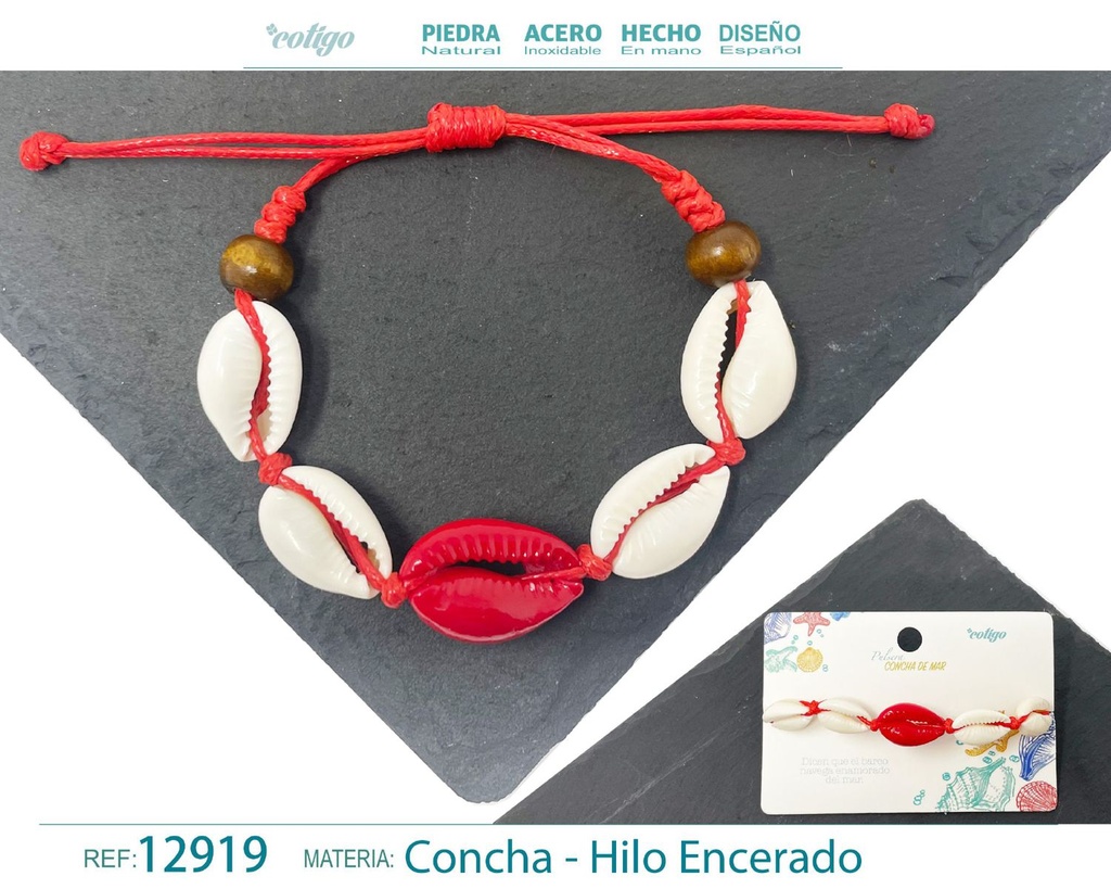 Pulsera Hilo Encerado de Concha - Pulsera de Concha