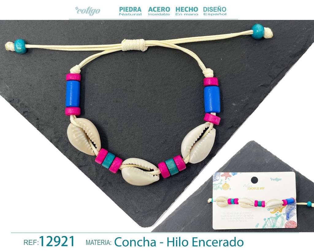 Pulsera Hilo Encerado de Concha - Pulsera de Concha