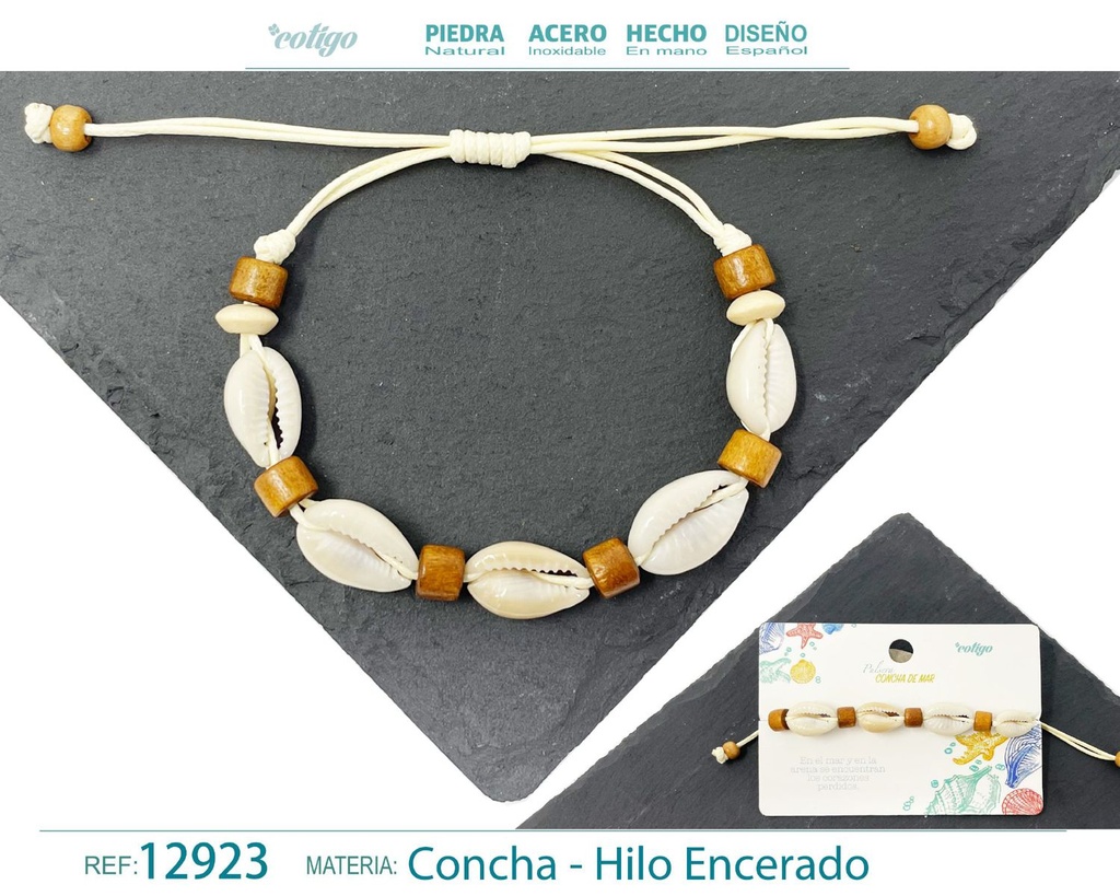 Pulsera Hilo Encerado de Concha - Pulsera de Concha