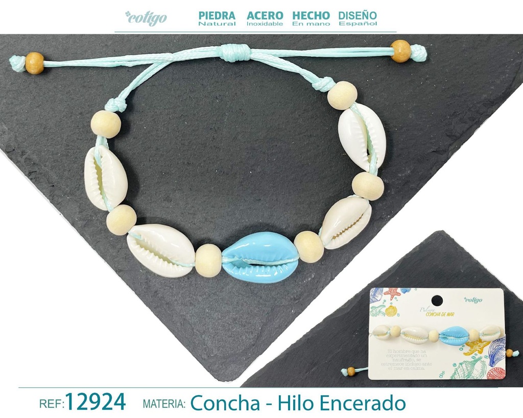 Pulsera Hilo Encerado de Concha - Pulsera de Concha