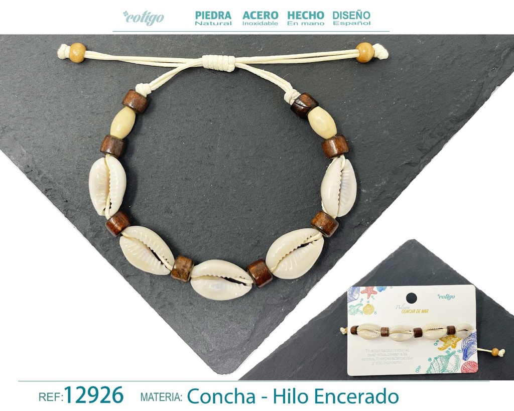 Pulsera Hilo Encerado de Concha - Pulsera de Concha