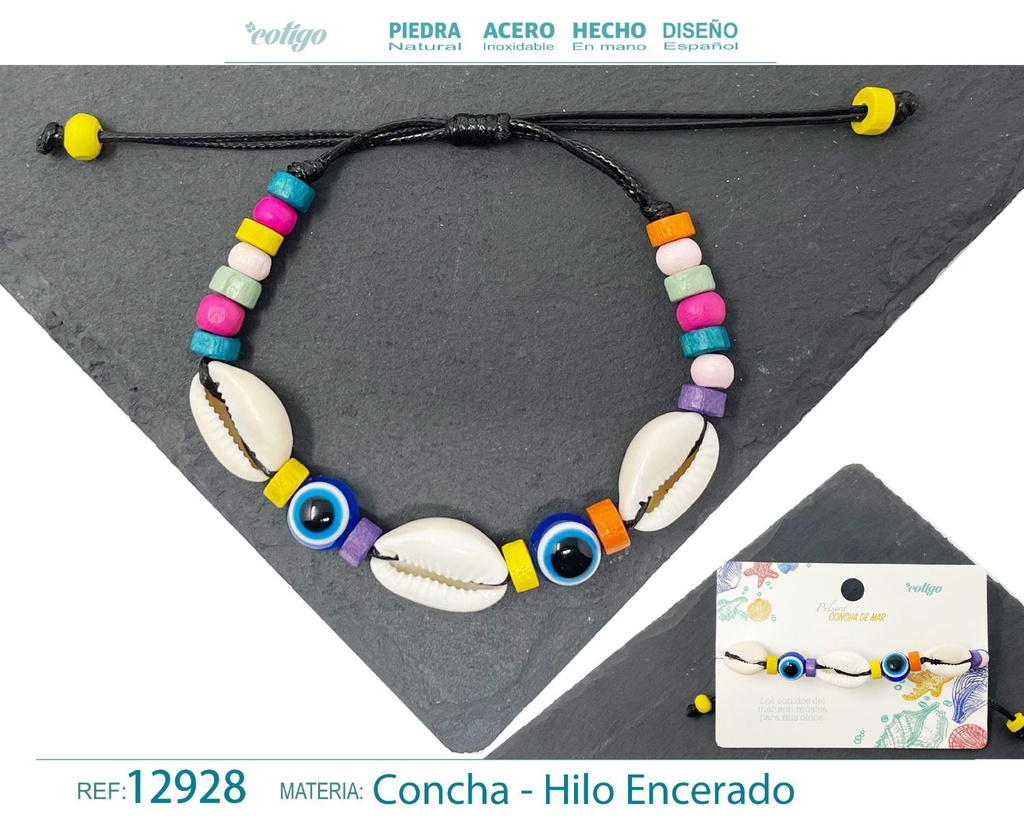 Pulsera Hilo Encerado de Concha - Pulsera de Concha