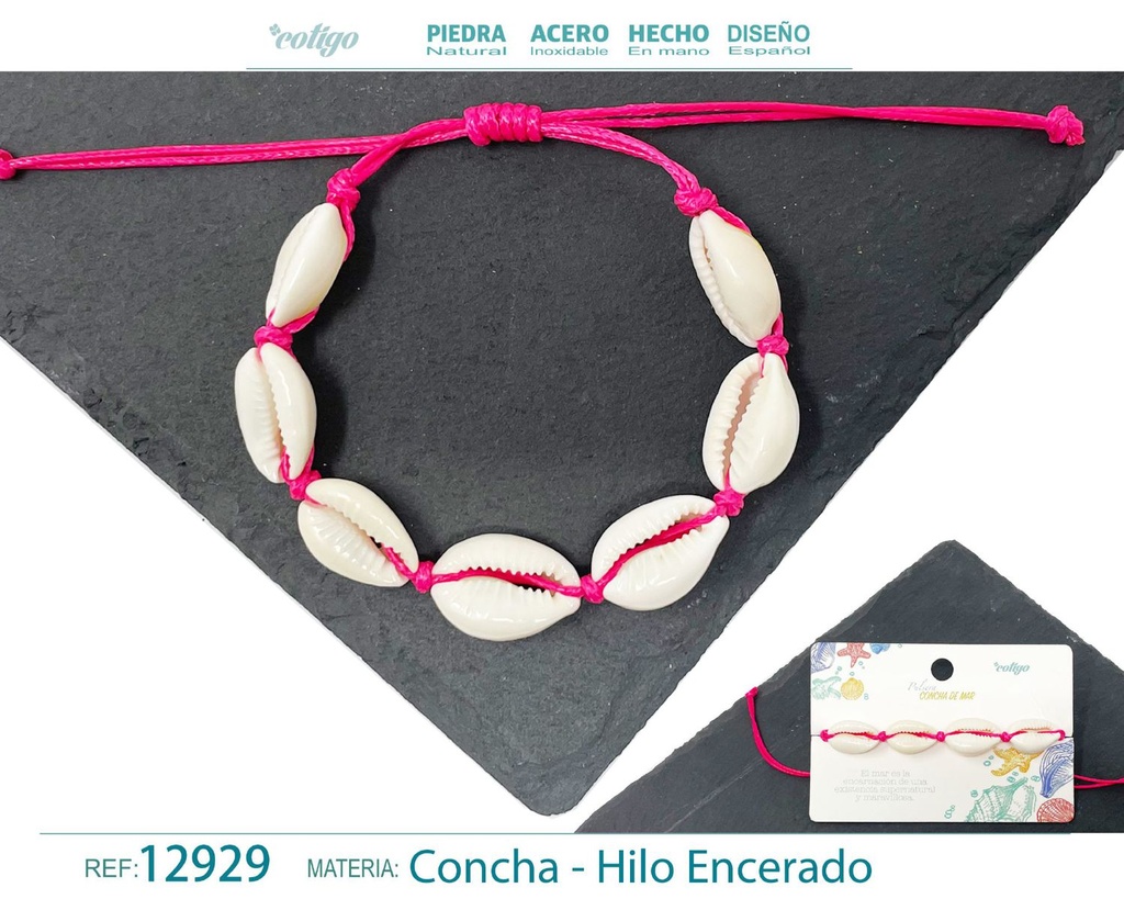 Pulsera Hilo Encerado de Concha - Pulsera de Concha