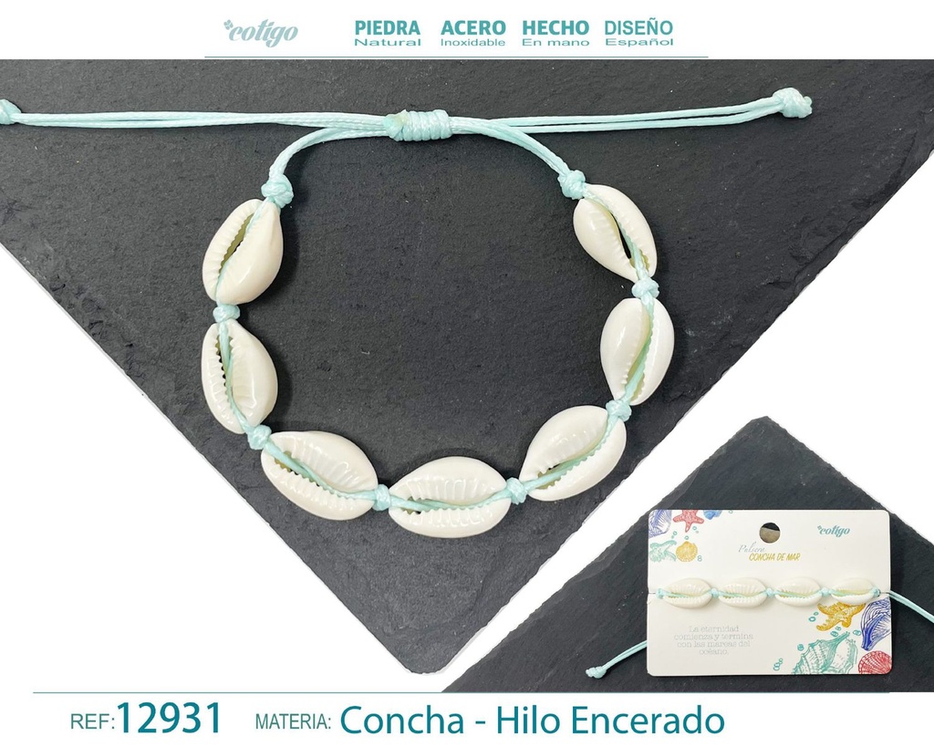 Pulsera Hilo Encerado de Concha - Pulsera de Concha