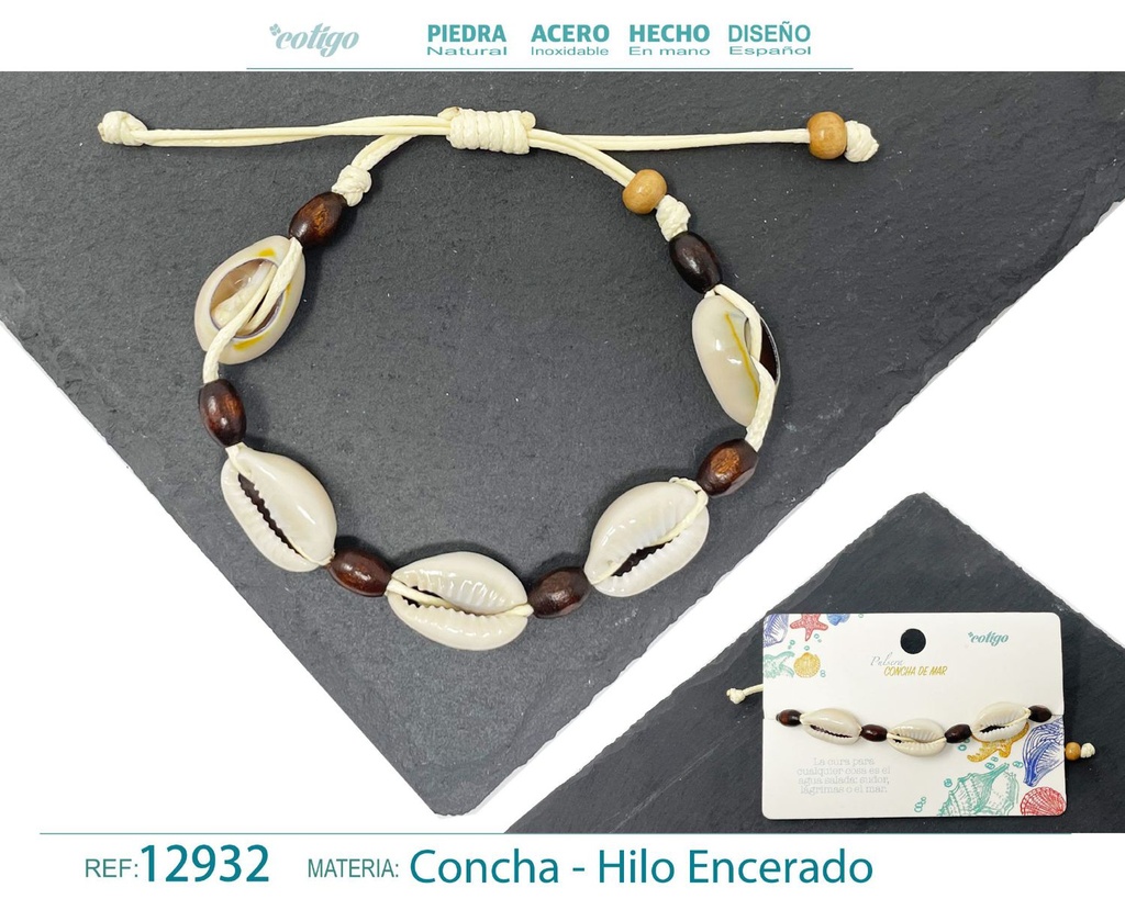 Pulsera Hilo Encerado de Concha - Pulsera de Concha