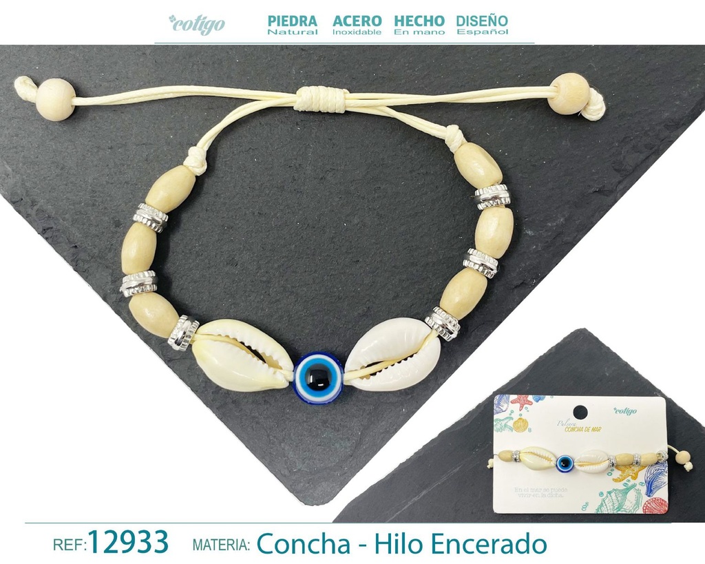 Pulsera Hilo Encerado de Concha - Pulsera de Concha