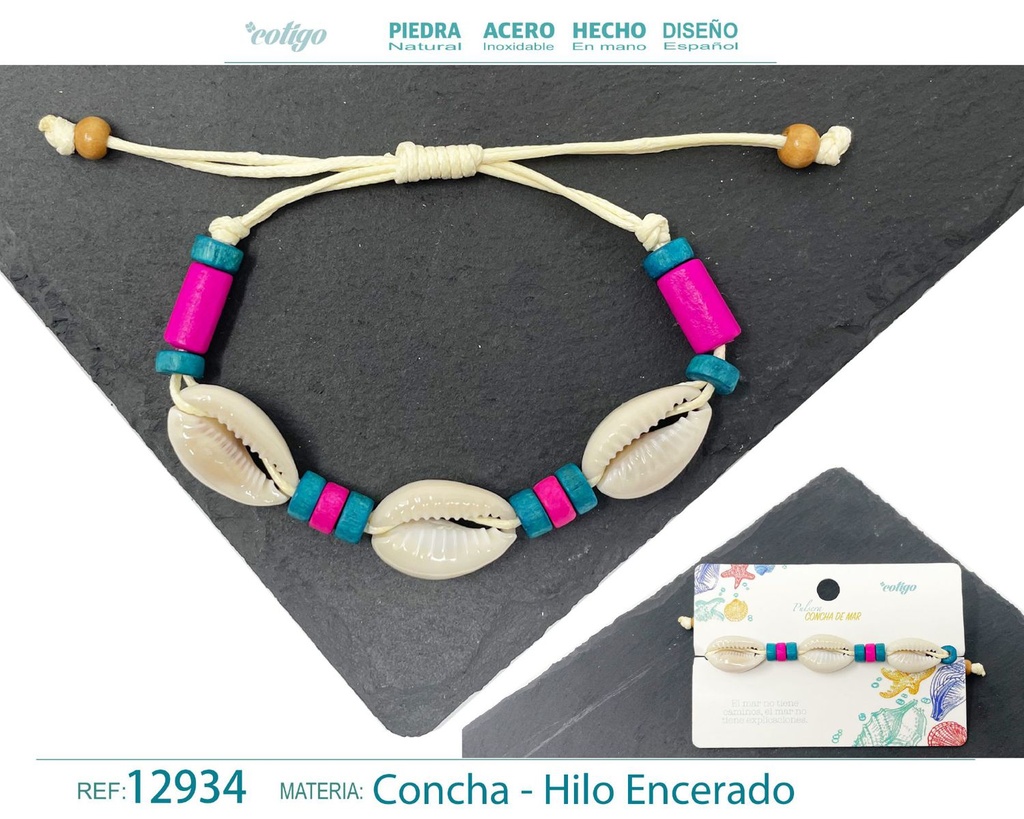 Pulsera Hilo Encerado de Concha - Pulsera de Concha