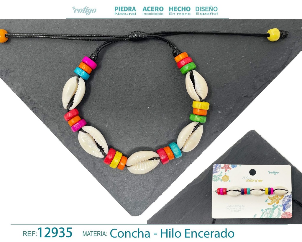 Pulsera Hilo Encerado de Concha - Pulsera de Concha