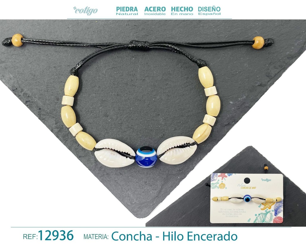 Pulsera Hilo Encerado de Concha - Pulsera de Concha