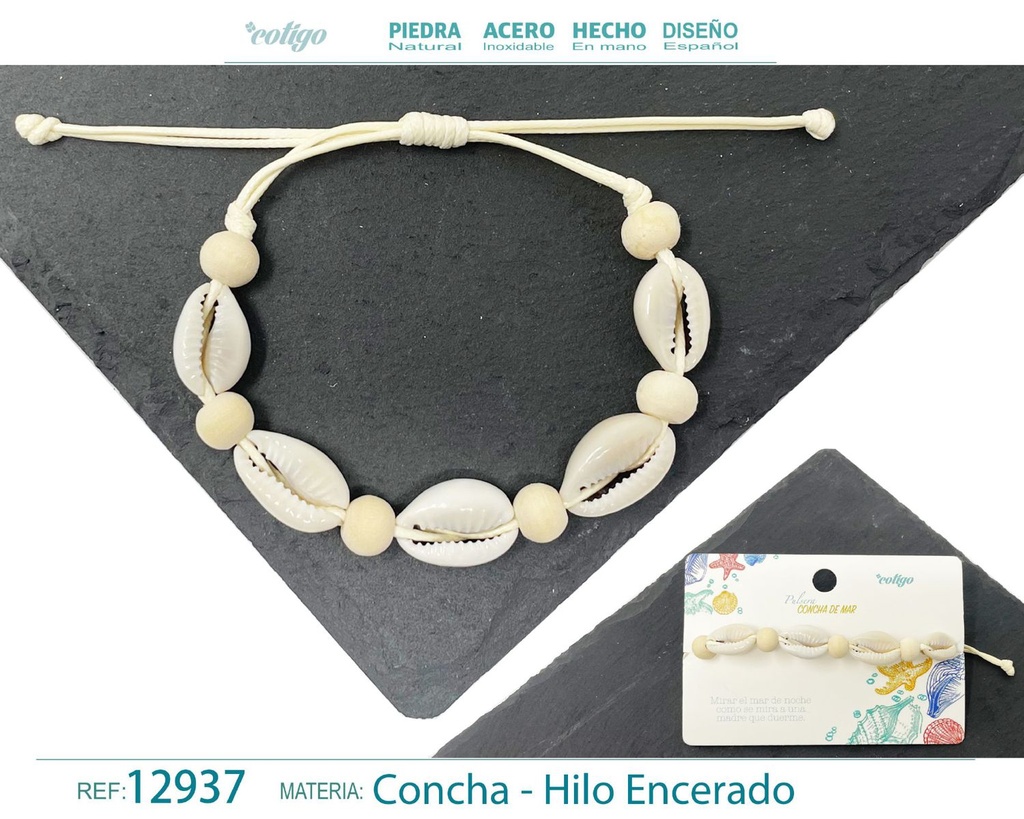 Pulsera Hilo Encerado de Concha - Pulsera de Concha