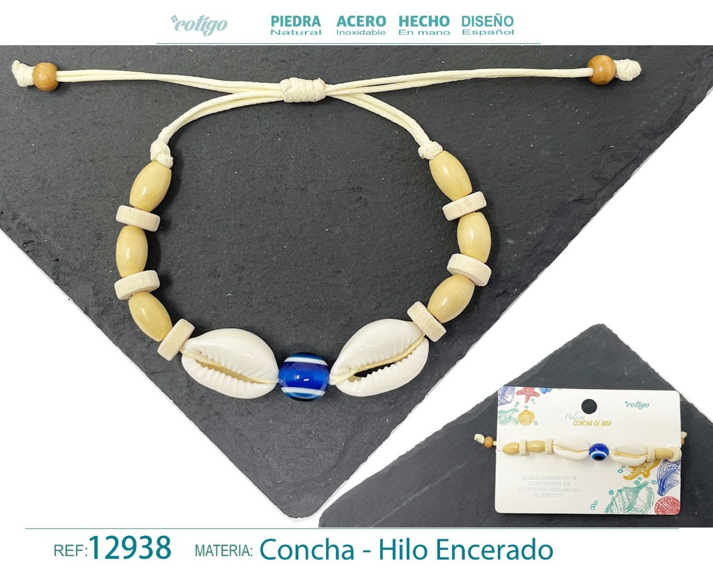 Pulsera Hilo Encerado de Concha - Pulsera de Concha