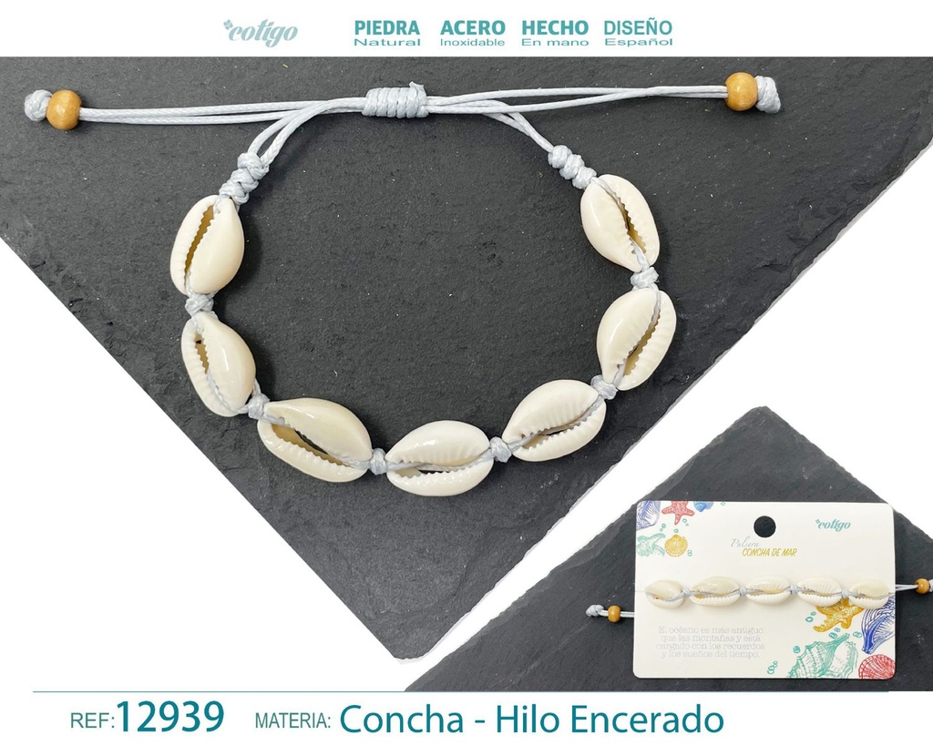 Pulsera Hilo Encerado de Concha - Pulsera de Concha