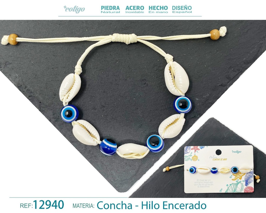 Pulsera Hilo Encerado de Concha - Pulsera de Concha