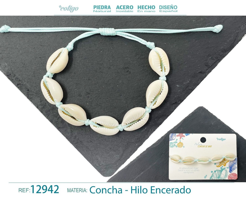 Pulsera Hilo Encerado de Concha - Pulsera de Concha