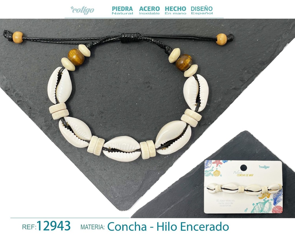 Pulsera Hilo Encerado de Concha - Pulsera de Concha