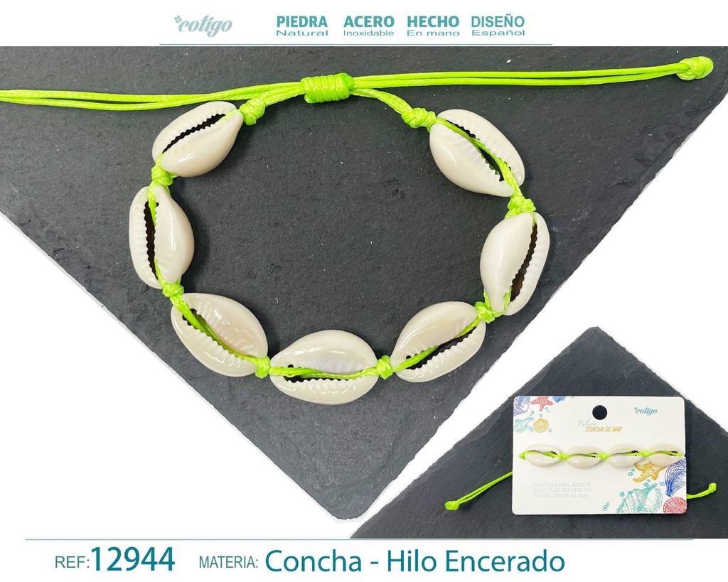 Pulsera Hilo Encerado de Concha - Pulsera de Concha