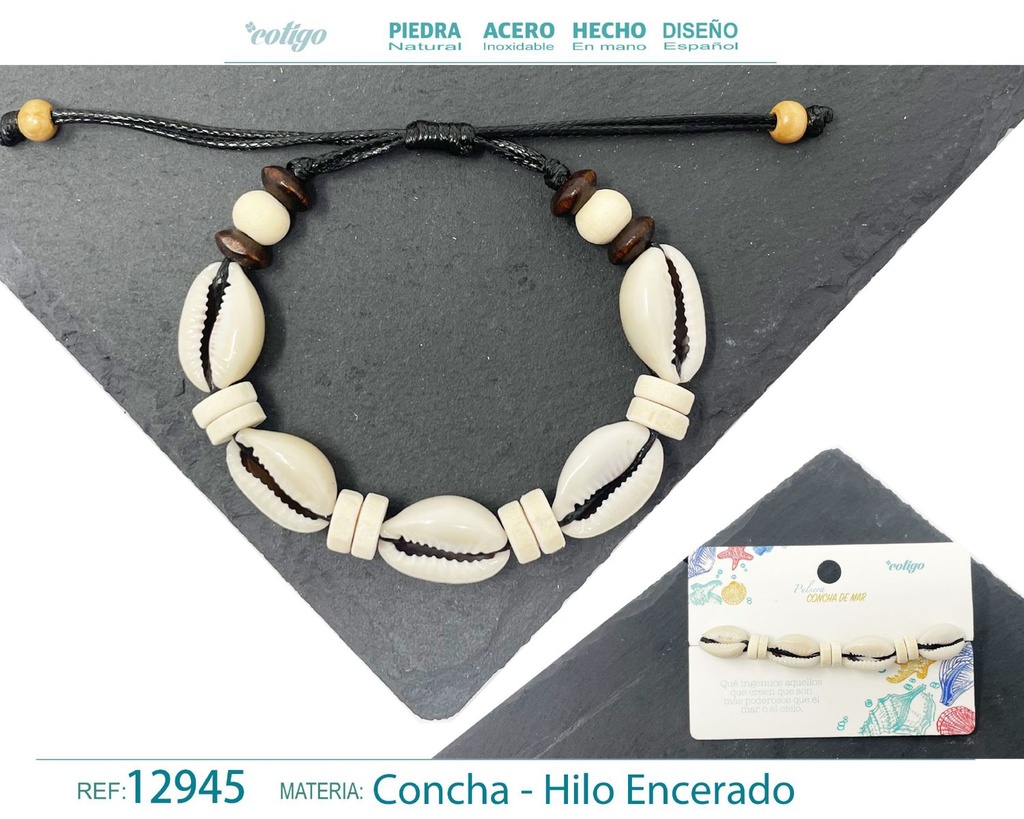 Pulsera Hilo Encerado de Concha - Pulsera de Concha