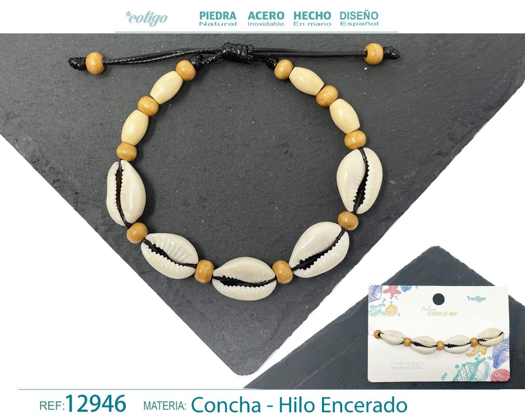 Pulsera Hilo Encerado de Concha - Pulsera de Concha