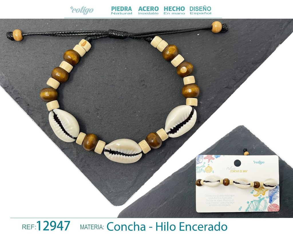 Pulsera Hilo Encerado de Concha - Pulsera de Concha