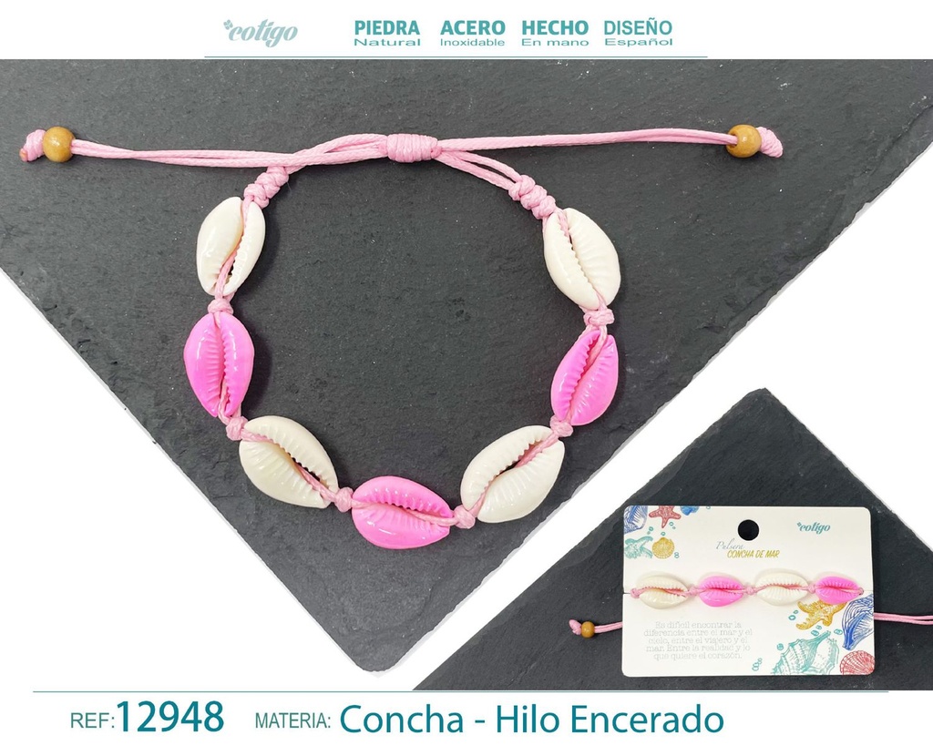 Pulsera Hilo Encerado de Concha - Pulsera de Concha