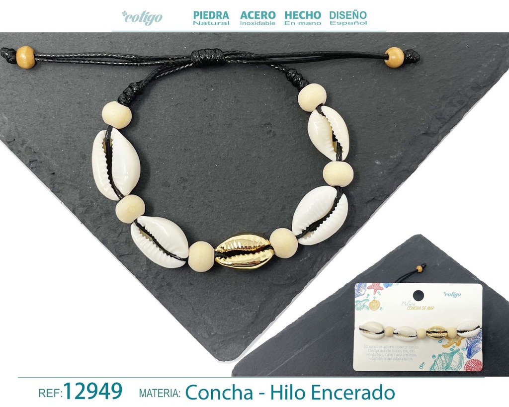 Pulsera Hilo Encerado de Concha - Pulsera de Concha