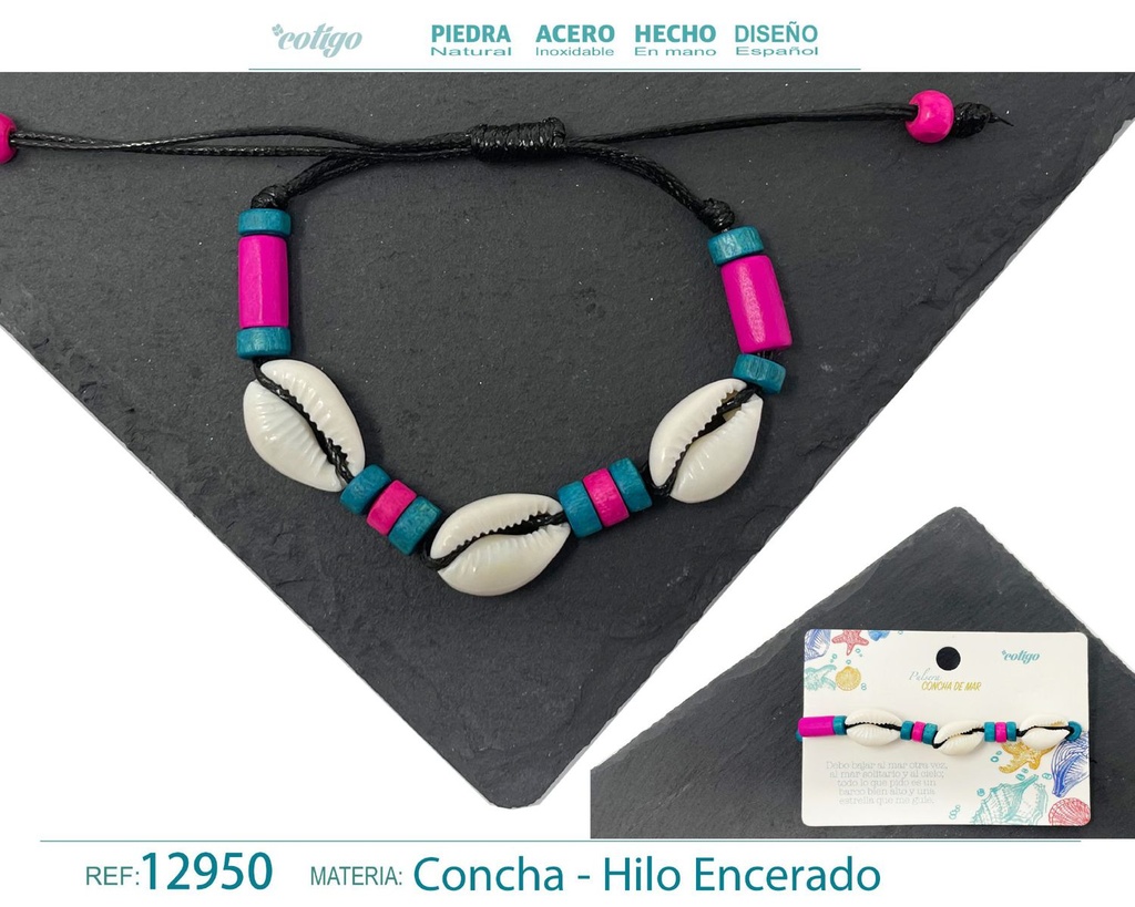 Pulsera Hilo Encerado de Concha - Pulsera de Concha