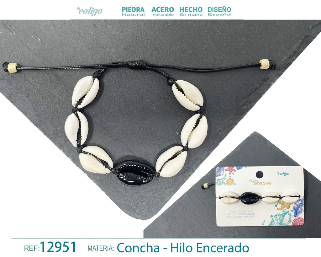 Pulsera Hilo Encerado de Concha - Pulsera de Concha