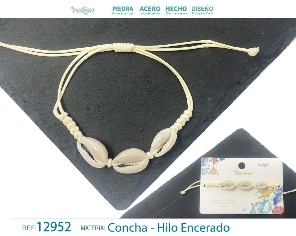 Pulsera Hilo Encerado de Concha - Pulsera de Concha