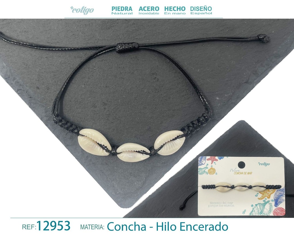 Pulsera Hilo Encerado de Concha - Pulsera de Concha