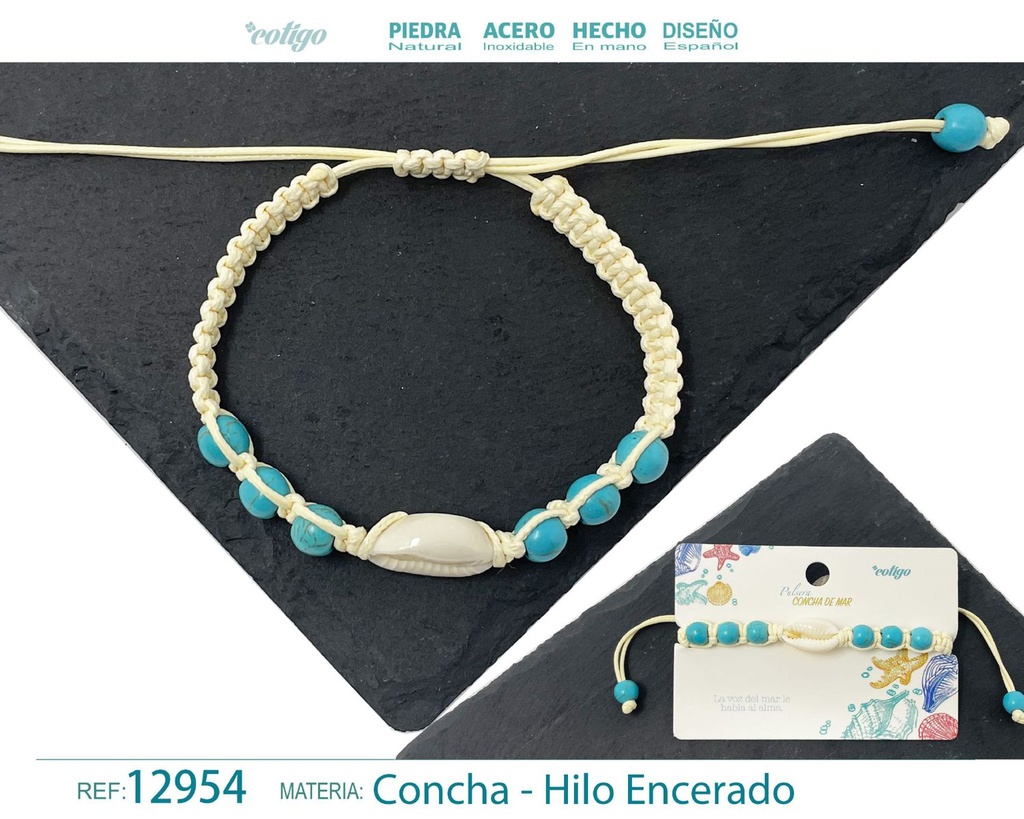 Pulsera Hilo Encerado de Concha - Pulsera de Concha