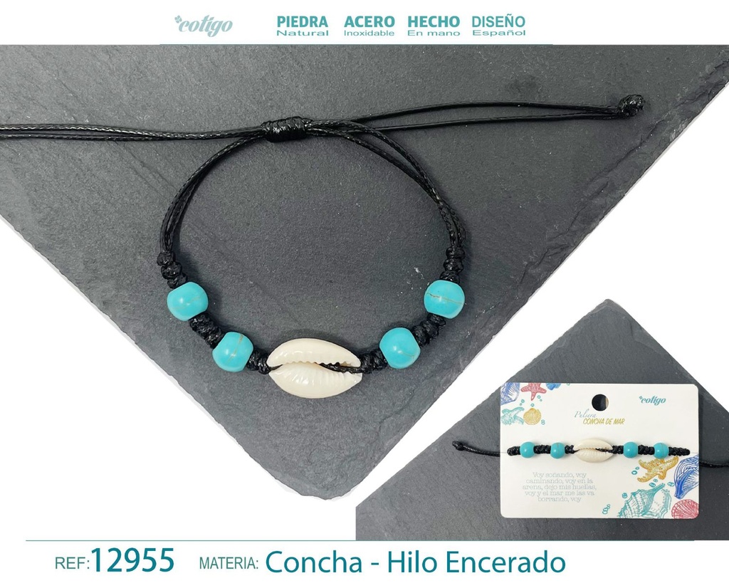 Pulsera Hilo Encerado de Concha - Pulsera de Concha