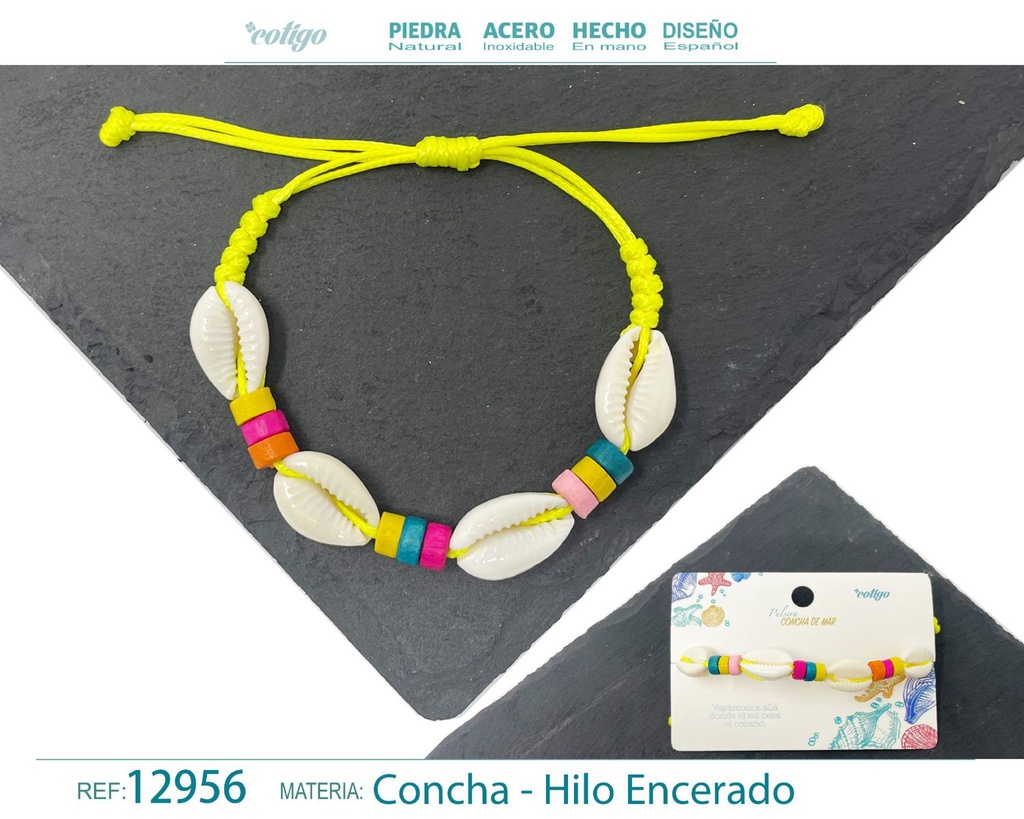 Pulsera Hilo Encerado de Concha - Pulsera de Concha