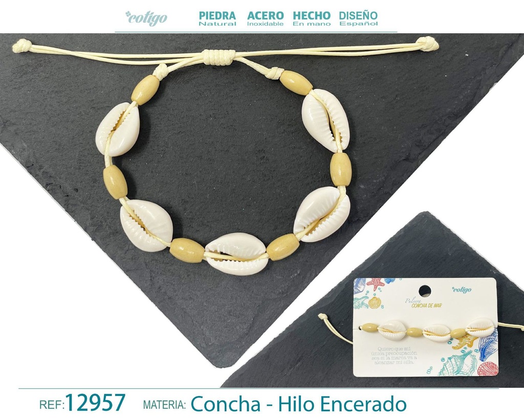 Pulsera Hilo Encerado de Concha - Pulsera de Concha