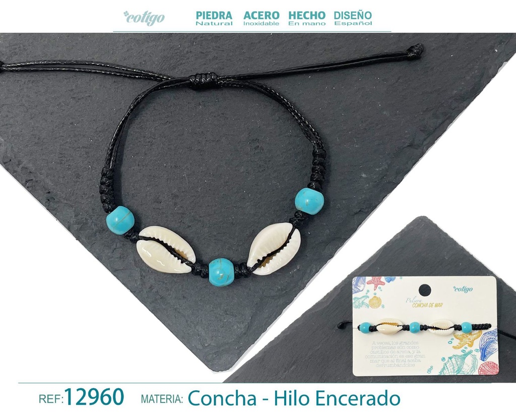 Pulsera Hilo Encerado de Concha - Pulsera de Concha