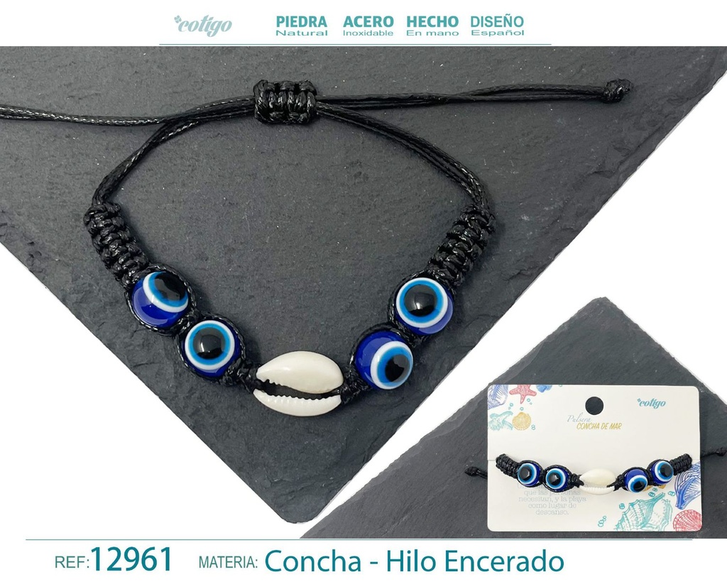 Pulsera Hilo Encerado de Concha - Pulsera de Concha