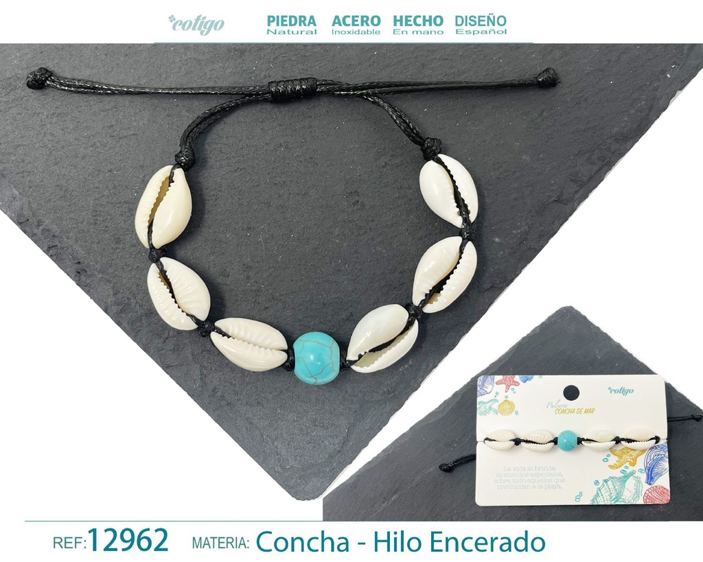 Pulsera Hilo Encerado de Concha - Pulsera de Concha