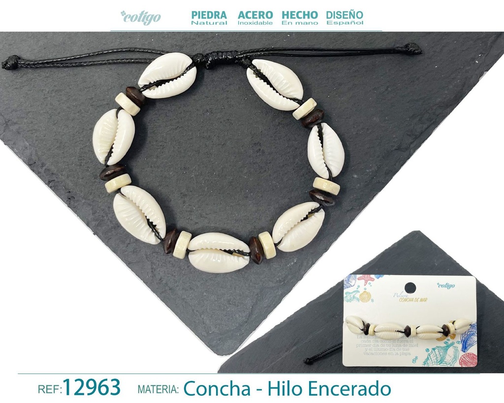 Pulsera Hilo Encerado de Concha - Pulsera de Concha